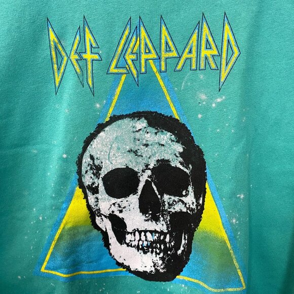 Def Leppard Skull Crew Neck Teal Sweatshirt Medium - Picture 2 of 4